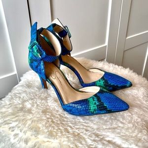 Blue Snakeskin Jessica Simpson pointy toe stiletto